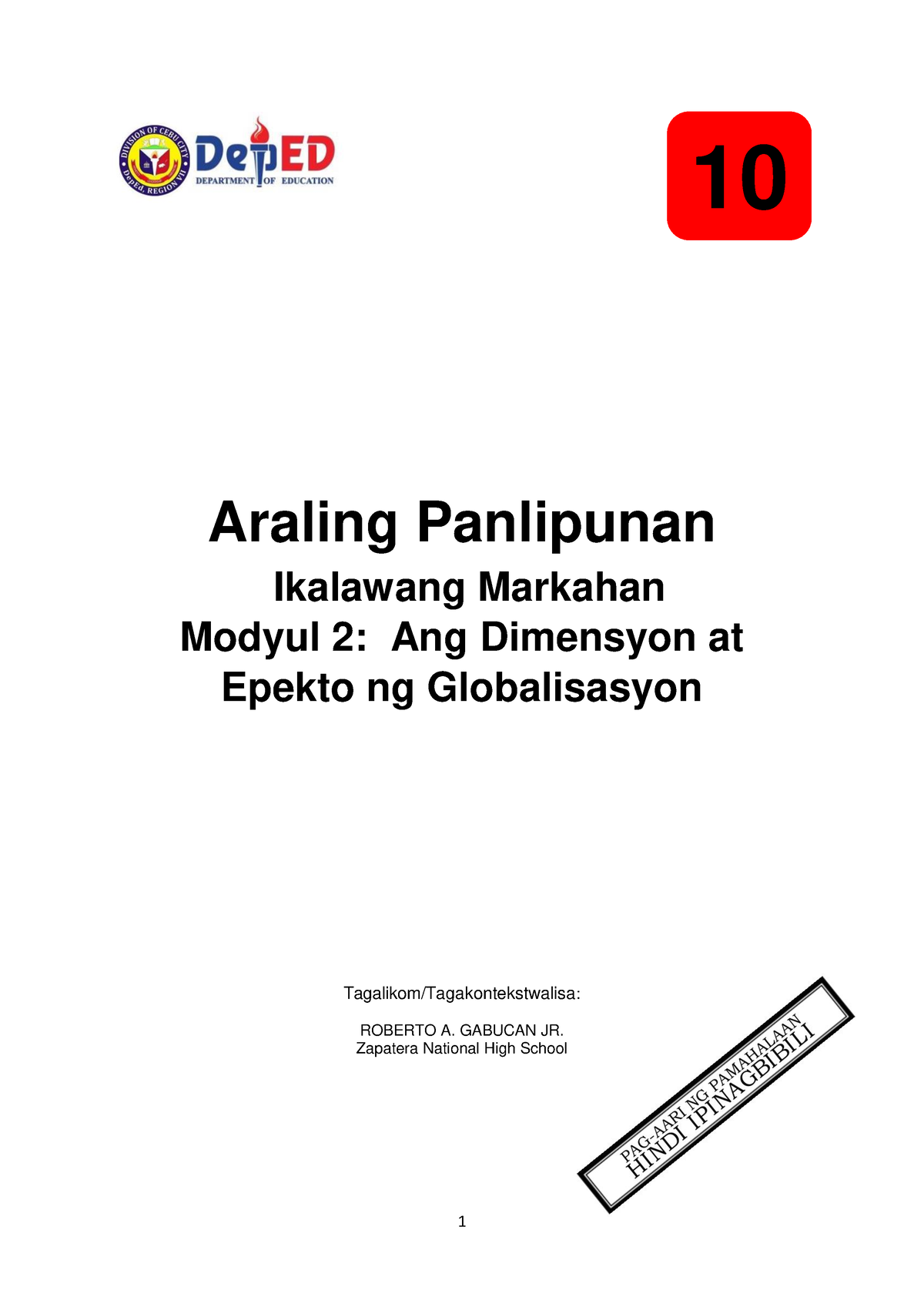 2 Q2 AP - Modyul 2 Sa Araling Panlipunan 10 Ikalawang Markahan ...