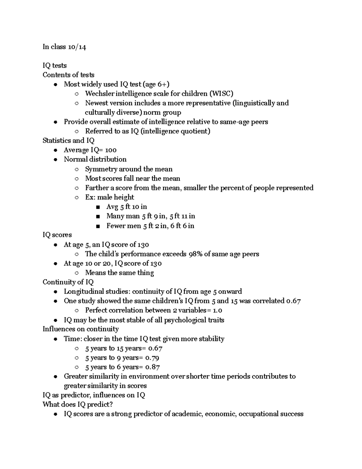 Dev psych 10 14 - Lecture notes for Professor Laughlin for October 14 ...