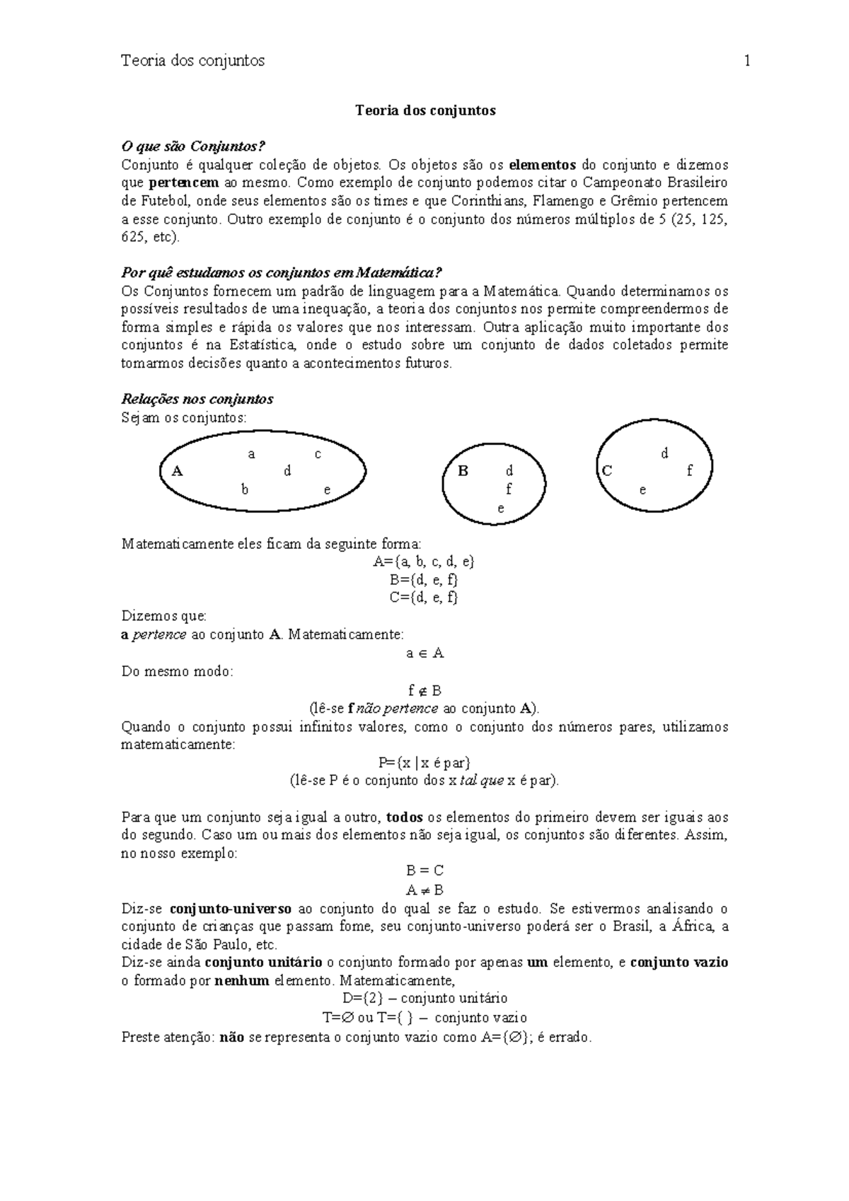 Teoria Dos Conjuntos - Matemática - Ensino Médio/ Graduação - Teoria ...