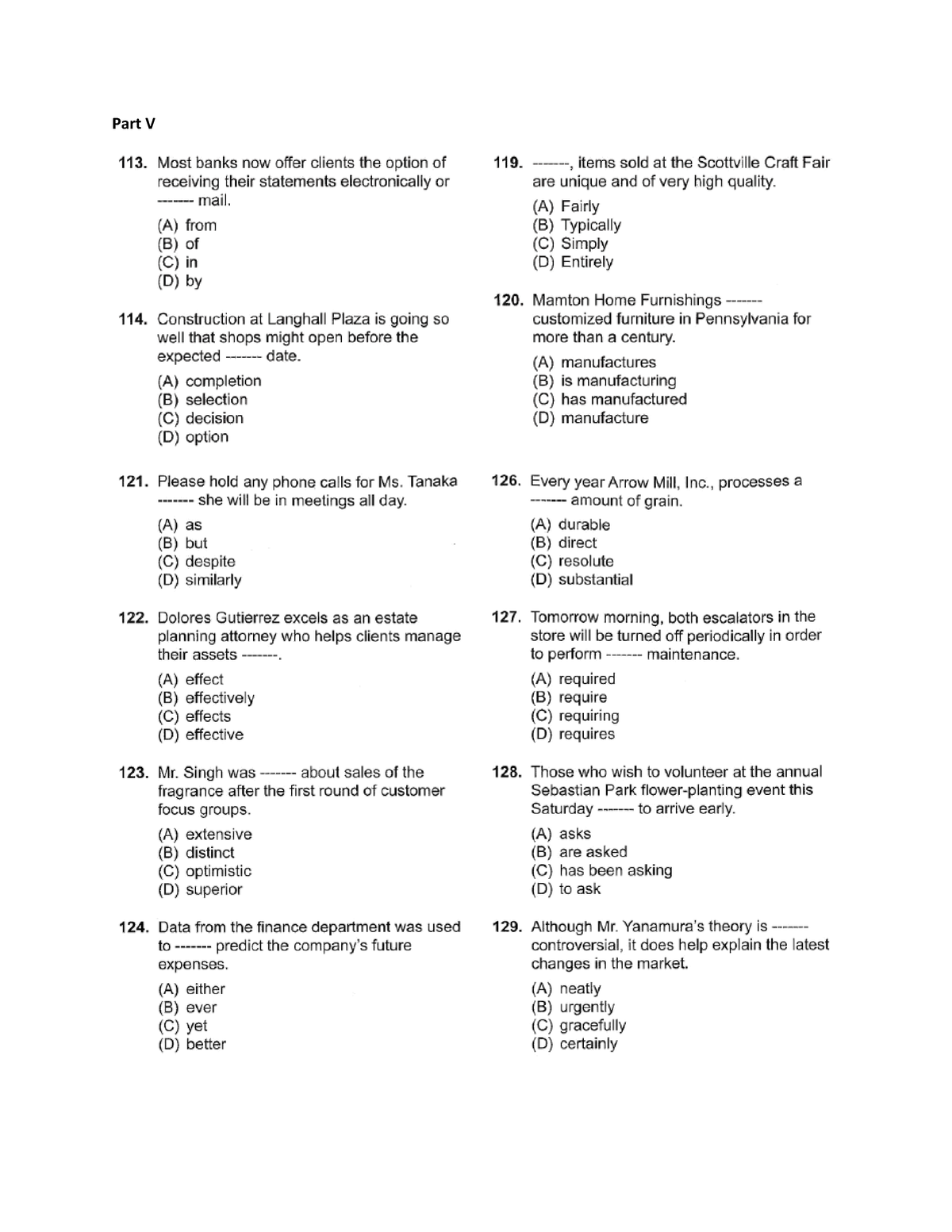 Ets 2021test1 119 - Give Me - Part V Part Vi Part 6 Directions: Read 