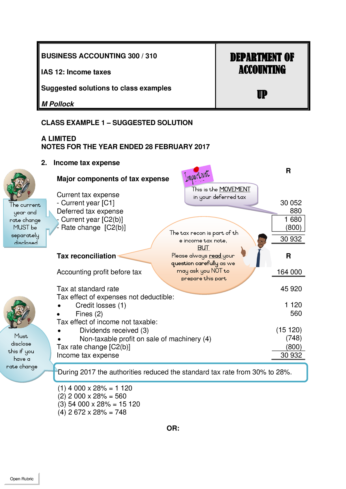 IAS12 Class Example Solutions 2021 - BUSINESS ACCOUNTING 300 / 310 IAS ...