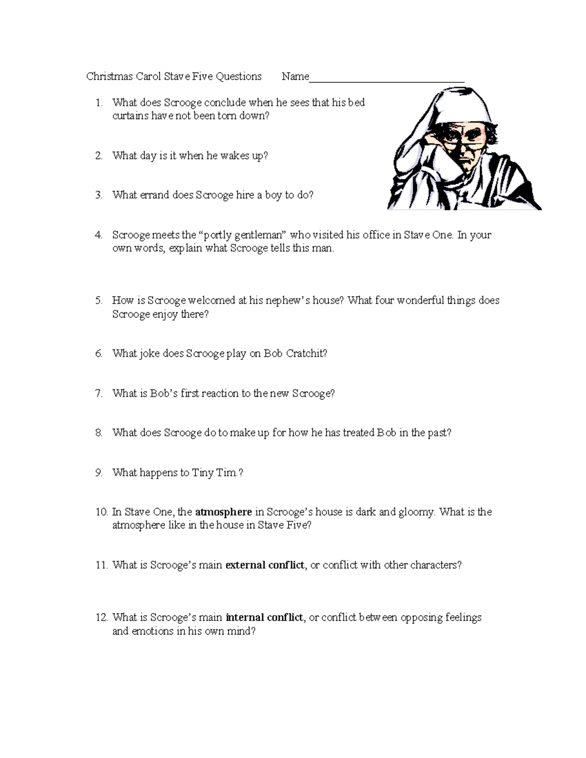 Stave 5 - Christmas Carol Stave Five Questions Name ...