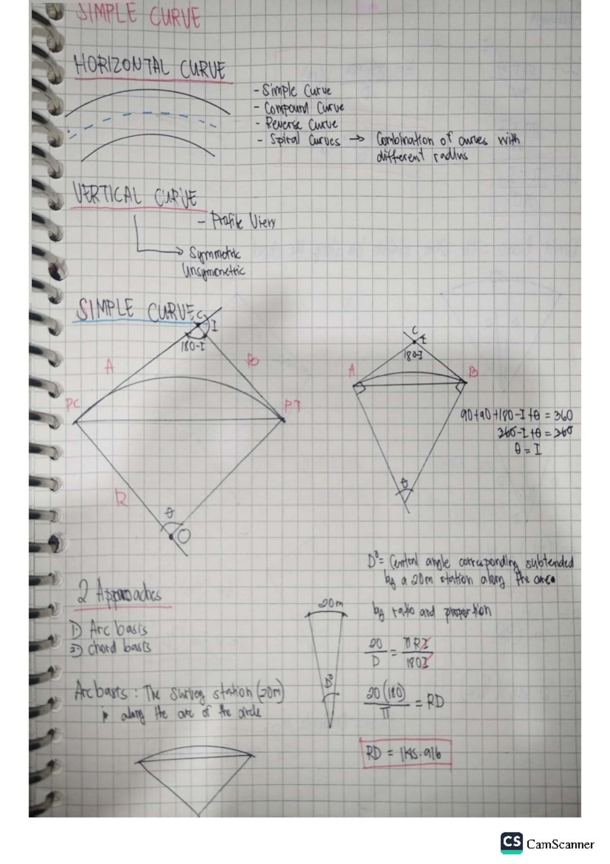 FOS2 - notes - SIMPLE CURVE HORIZONTAL CURUE simple Curve Compound ...