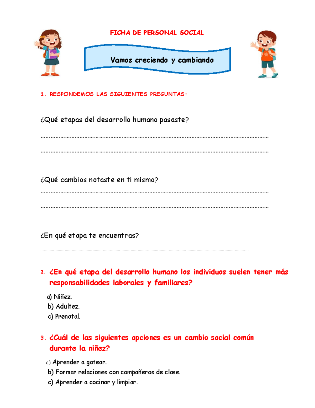 PS Ficha Vamos Creciendo Y Cambiando - FICHA DE PERSONAL SOCIAL 1 ...