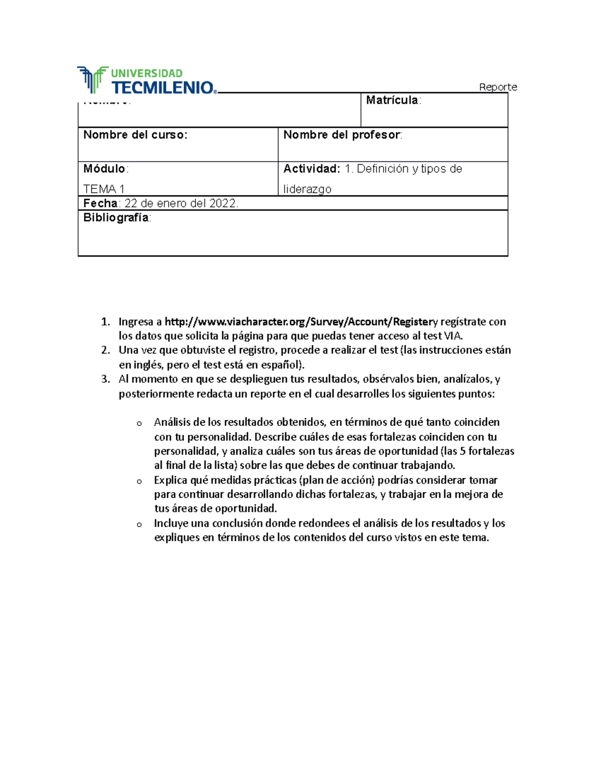 Lider desde adentro Actividad 1 copy - Reporte Nombre : Matrícula ...