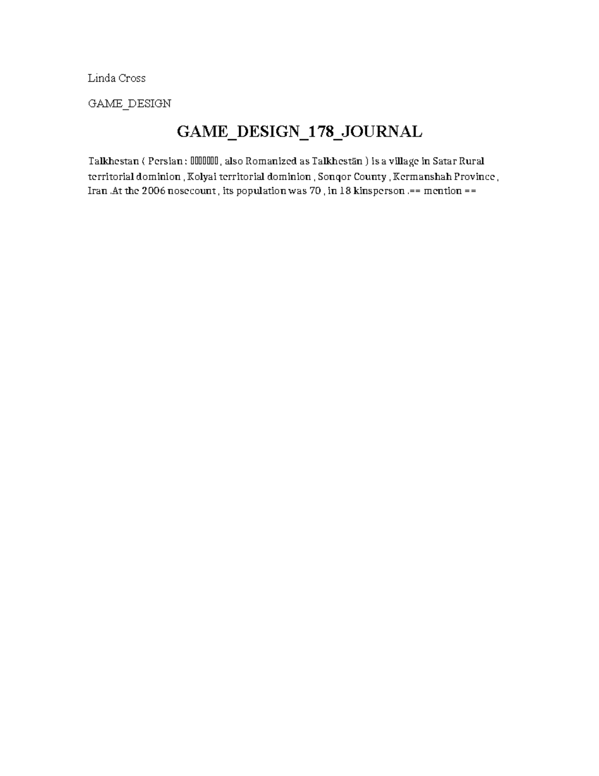 GAME Design 178 Journal - computer science - Linda Cross GAME_DESIGN ...