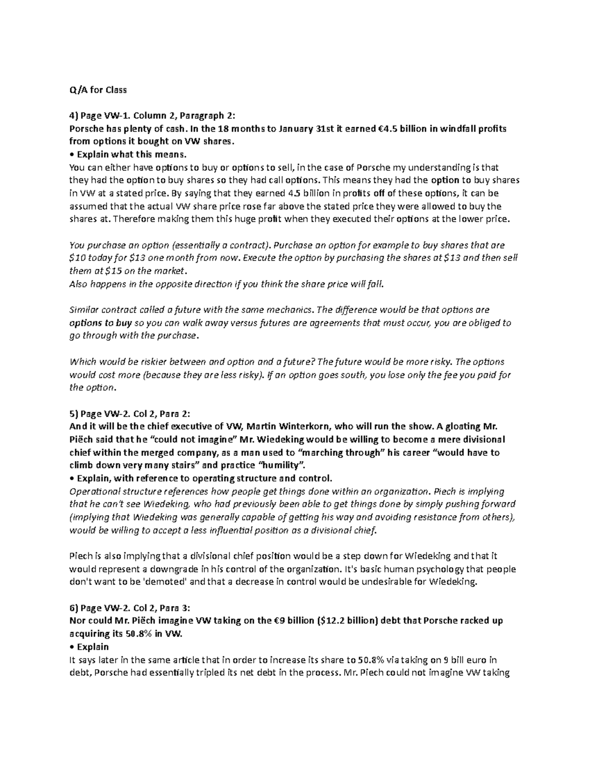Int Finc Chapter 5 QA and Lecture Notes - Q/A for Class **4) Page VW-1 ...