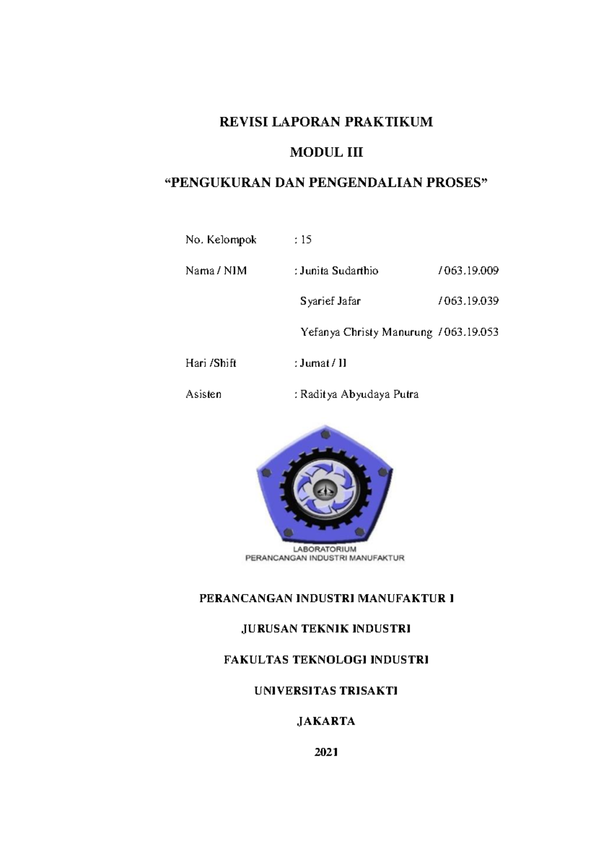 Kelompok 15 Revisi Laporan Modul 3 CAD - REVISI LAPORAN PRAKTIKUM MODUL ...