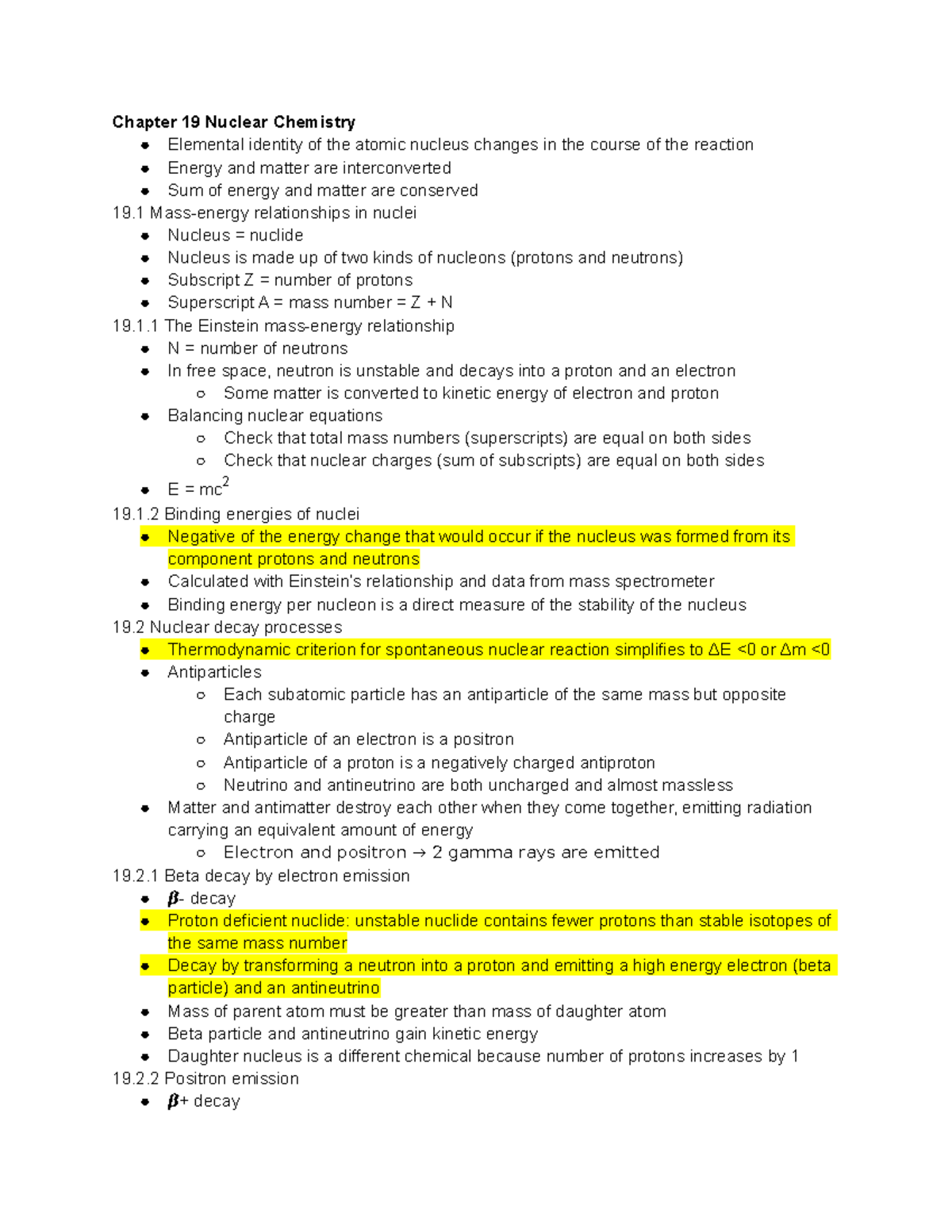 Ch19 Nuclear Chemistry - Chapter 19 Nuclear Chemistry Elemental ...