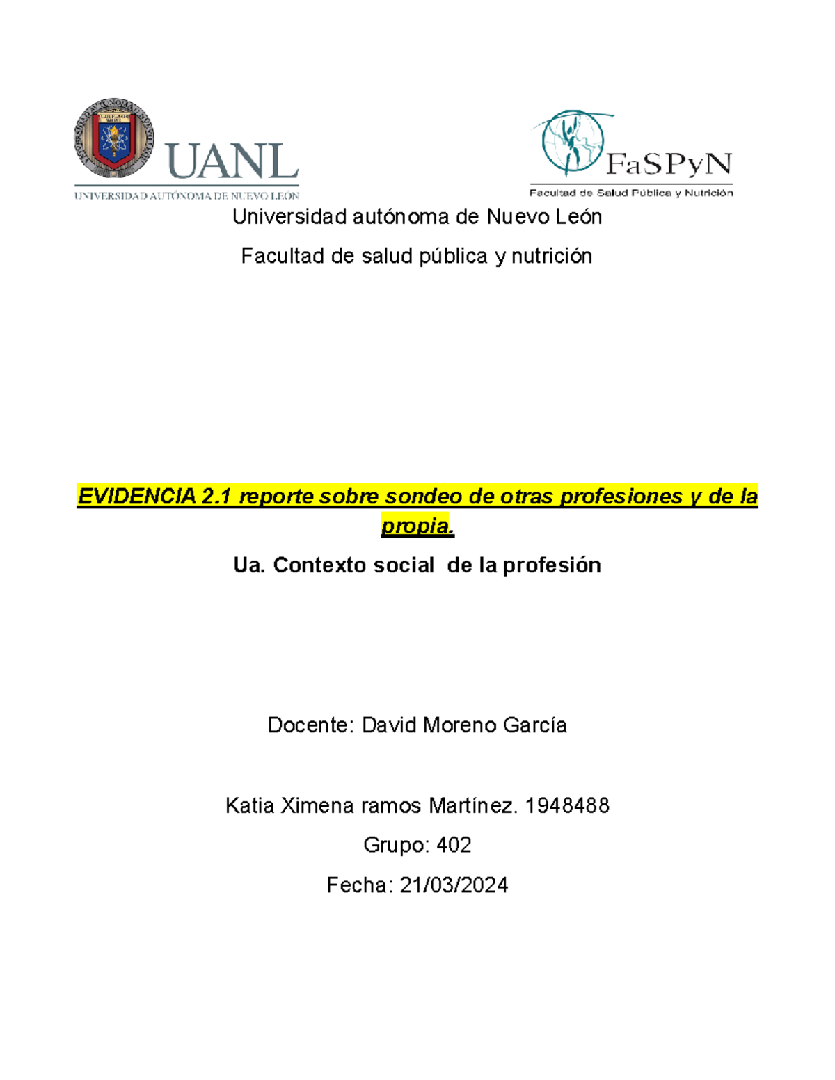 Evidencia 2 - Universidad autónoma de Nuevo León Facultad de salud ...