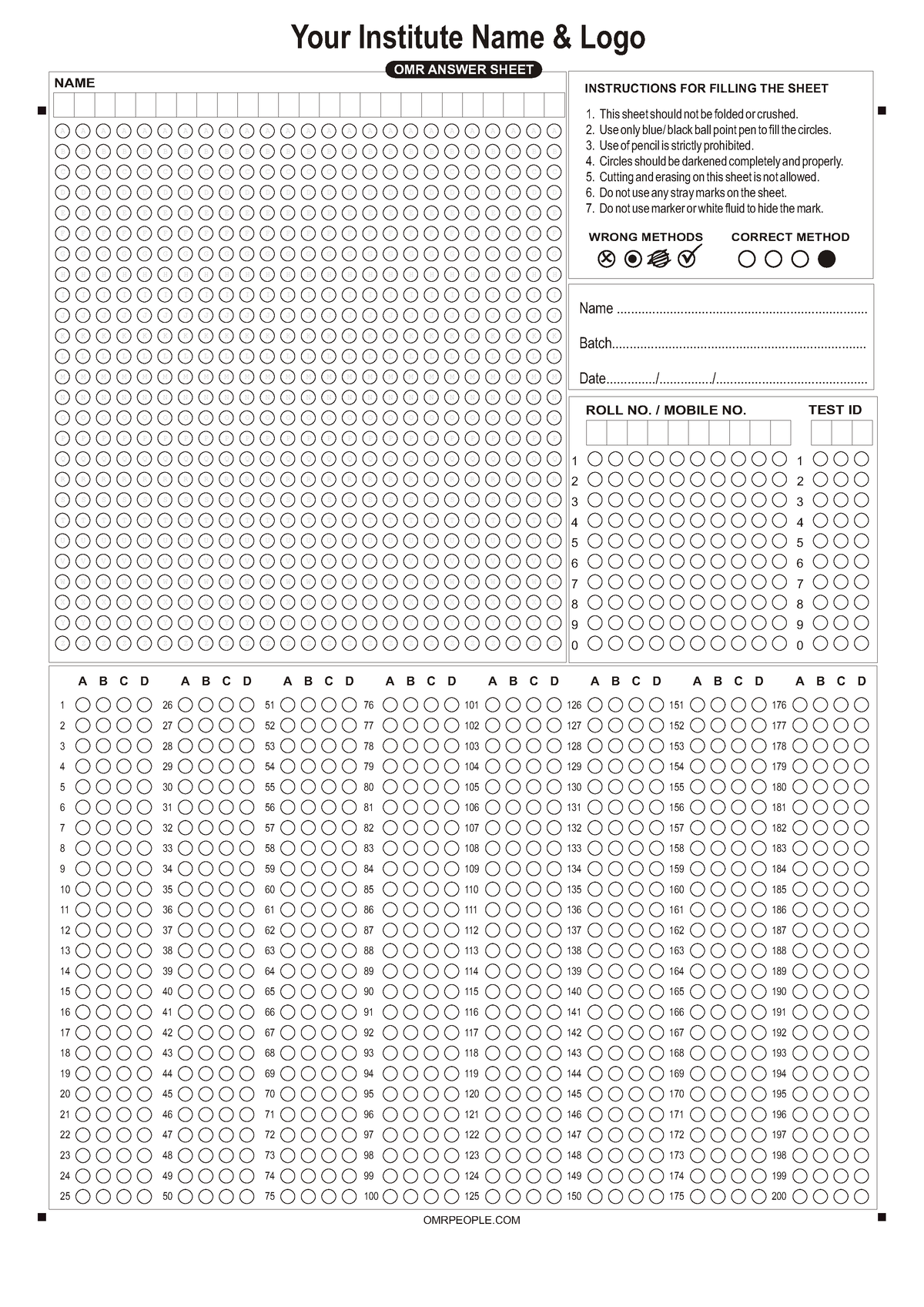 Shading Answer Sheet A A A A A A A A A A A A A A A A A A A A A A A A 