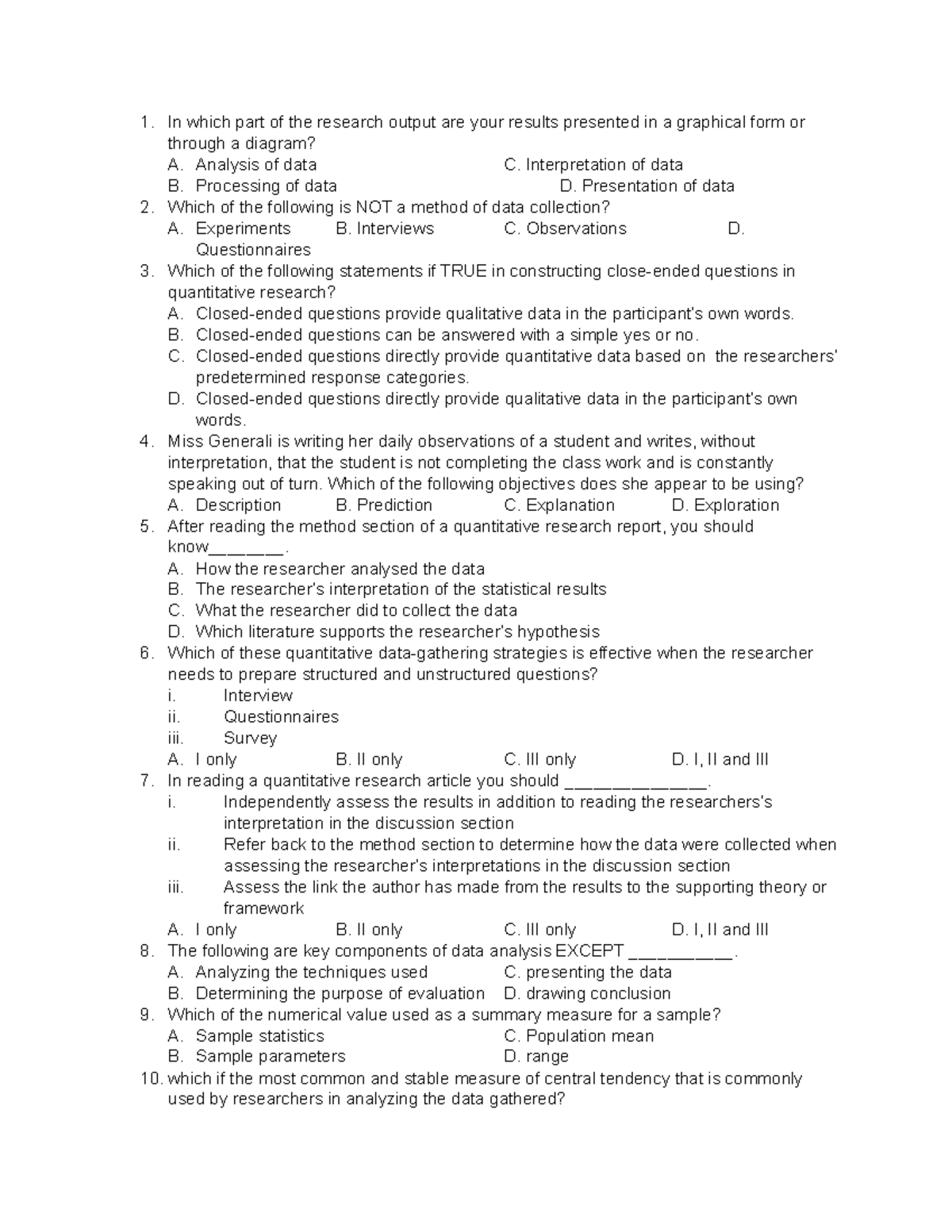 TQ-Practical Research 2-2023- Finals - In which part of the research ...