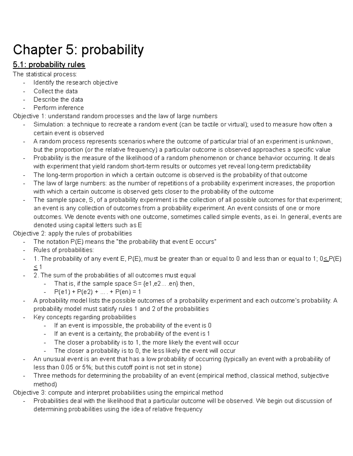 STAT Class Notes - Chapter 5: Probability 5: Probability Rules The ...