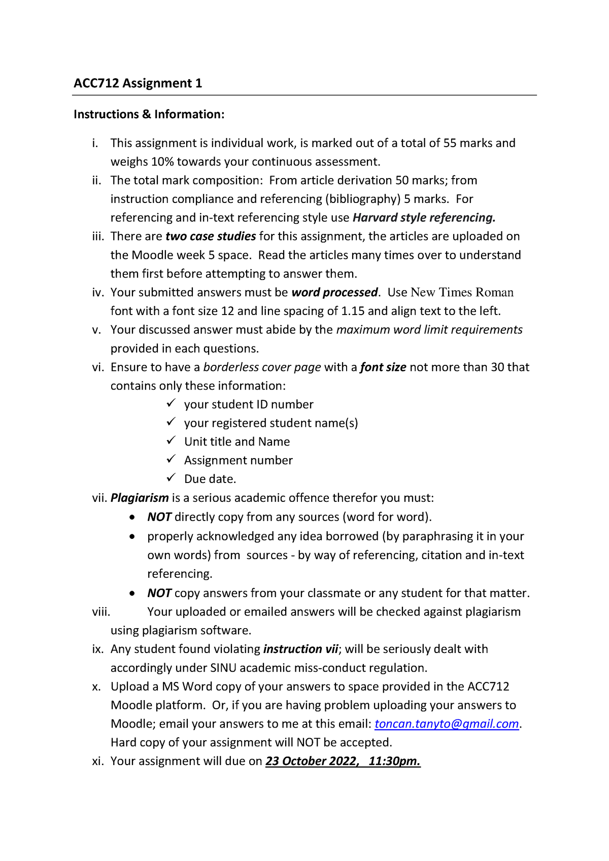 ACC712 Assignment 1 - Assessment - ACC712 Assignment 1 Instructions ...