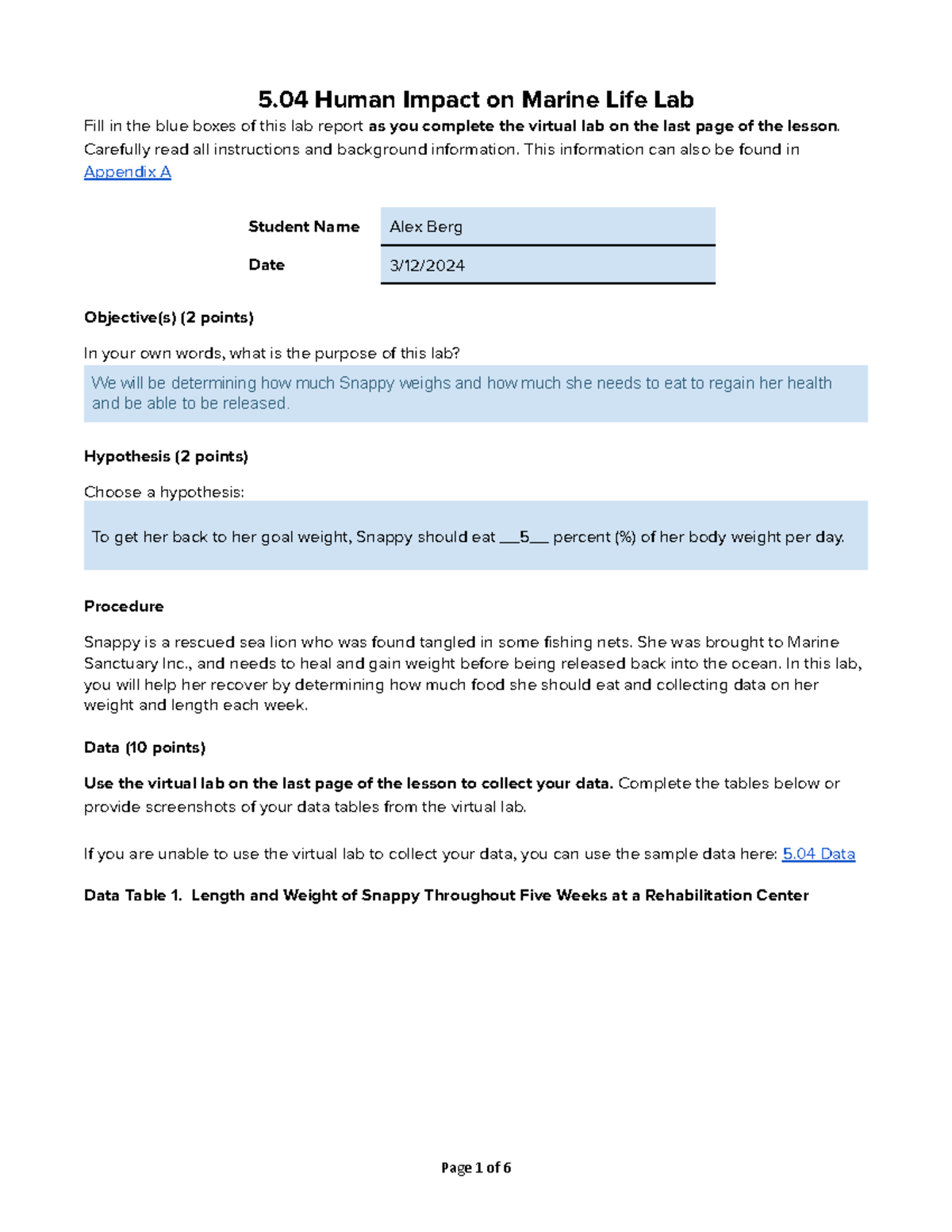 Copy of 5.04 Lab Report Template Rev 2022 - 5 Human Impact on Marine ...