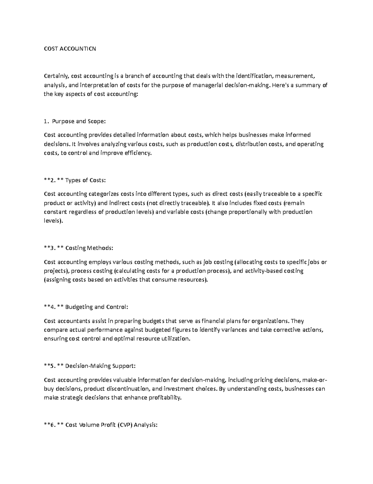 Study Material - notes for cost accounting - COST ACCOUNTICN Certainly ...