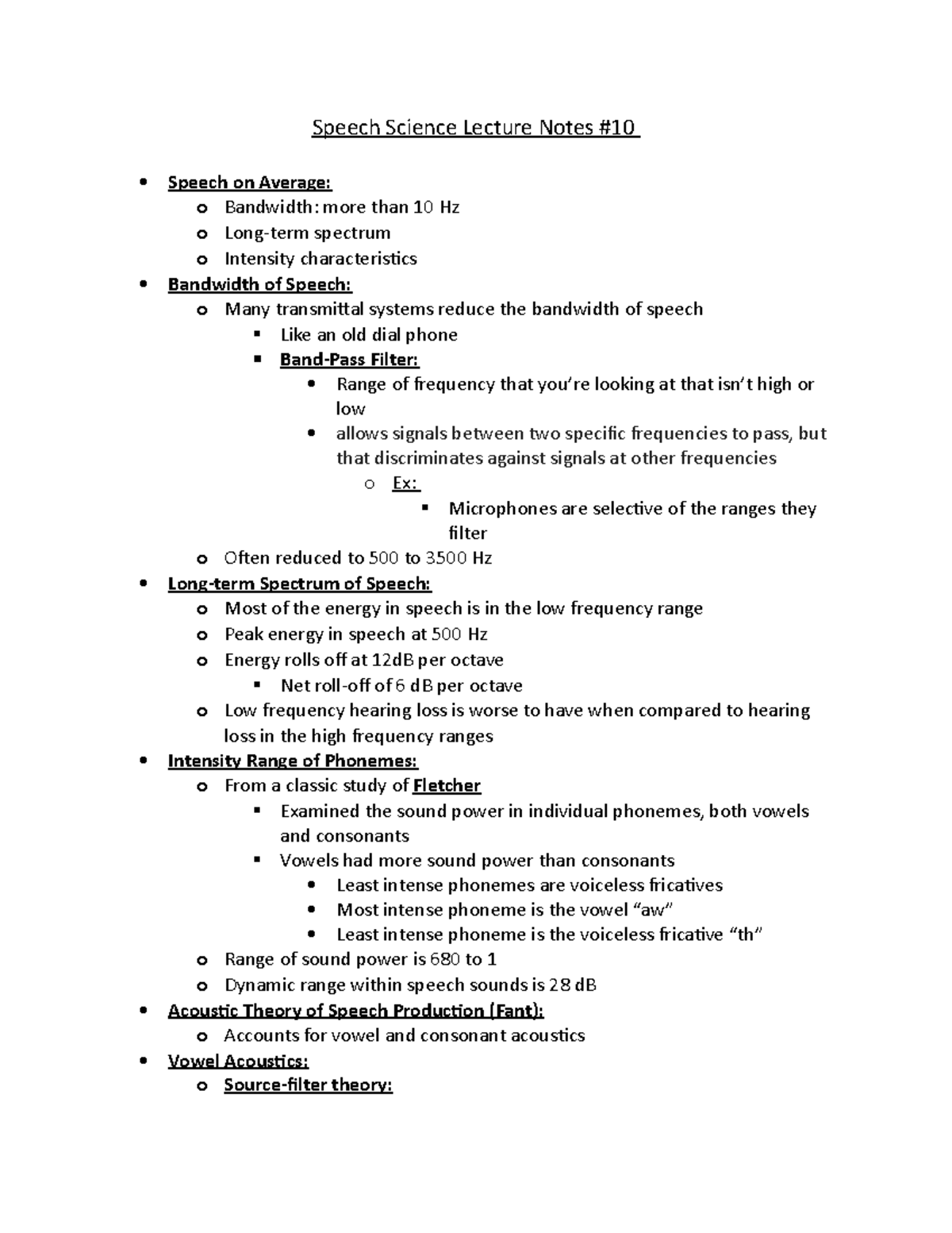 Speech Science Lecture Notes #10 & #11 - Speech Science Lecture Notes ...