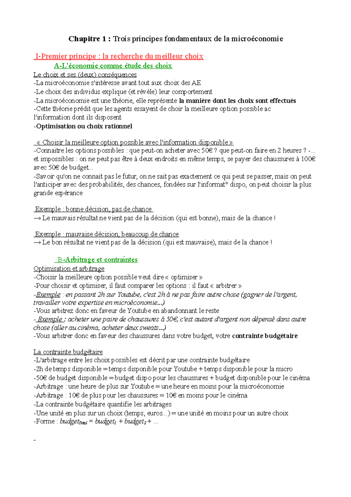 Chapitre 1 Trois Principes Fondamentaux De La Microéconomie Chapitre