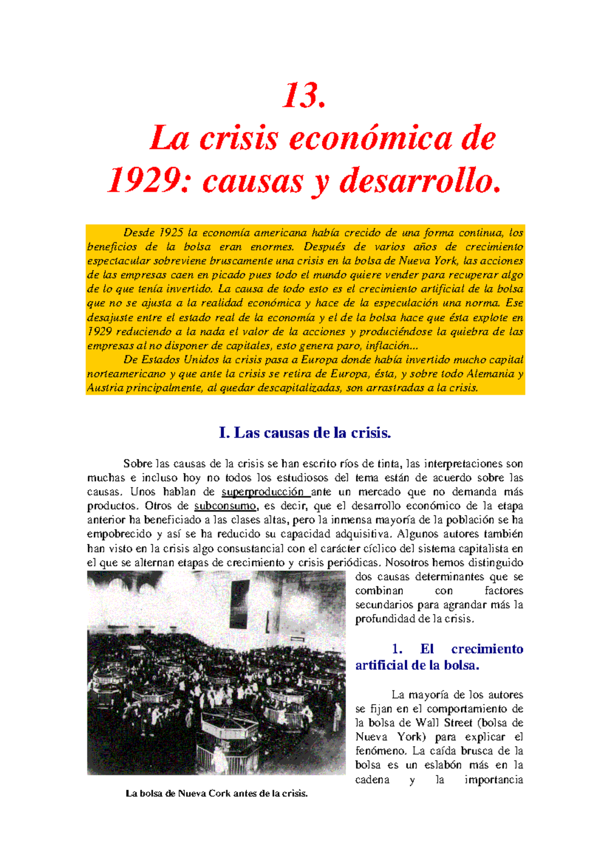 La crisis economica de 1929 Causas y des - 13. La crisis económica de ...