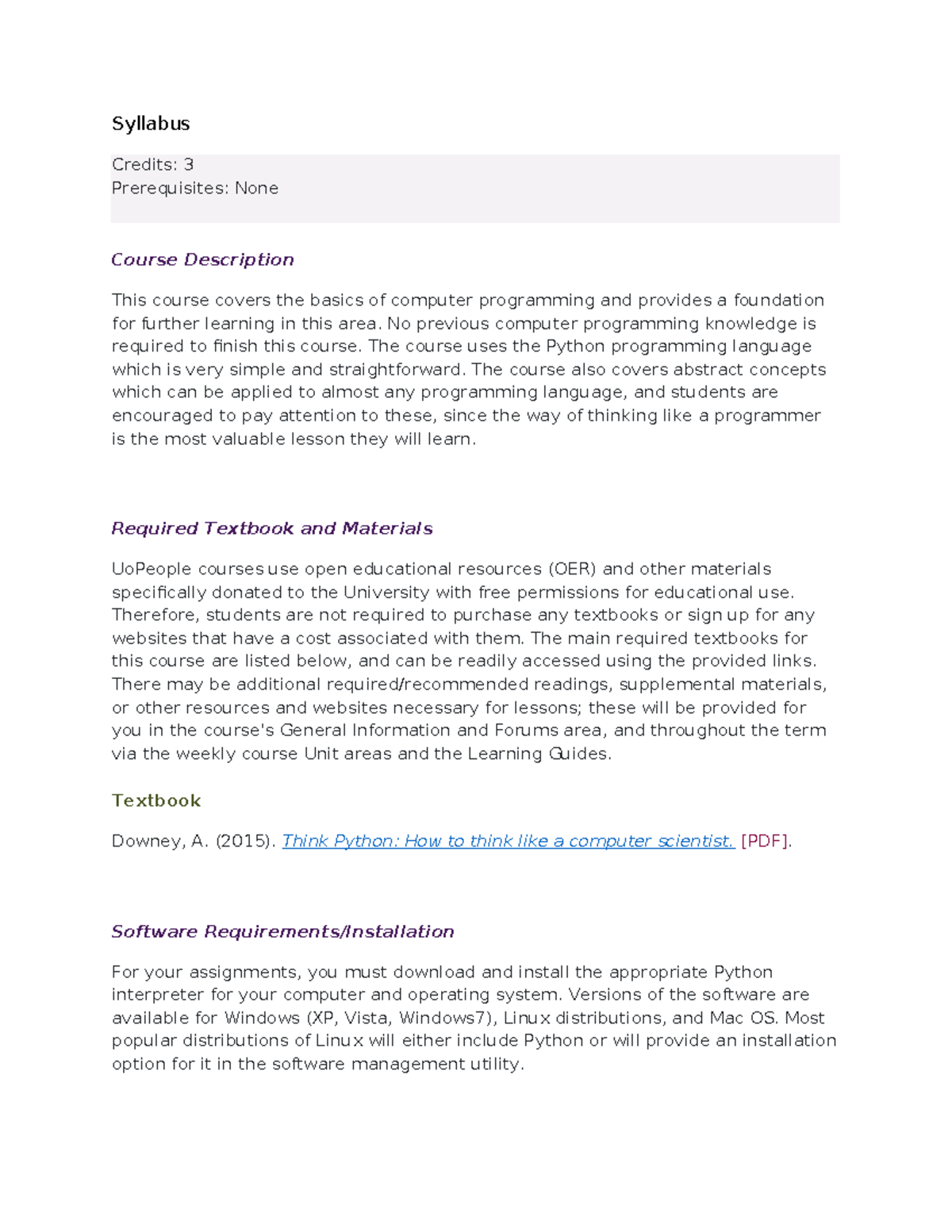 Syllabus 1 - Syllabus Credits: 3 Prerequisites: None Course Description ...