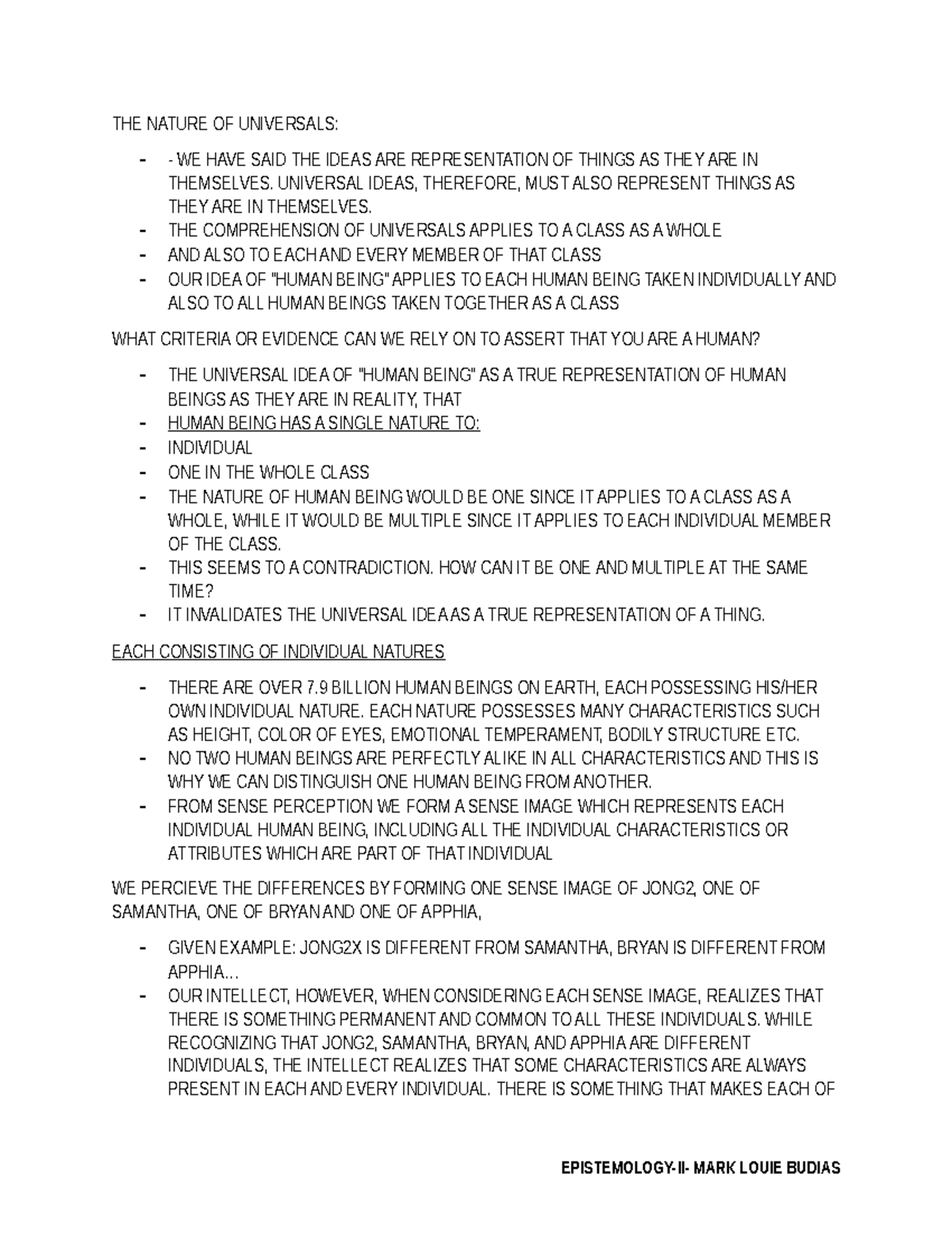 THE Nature OF Universals Outline - THE NATURE OF UNIVERSALS: - WE HAVE ...