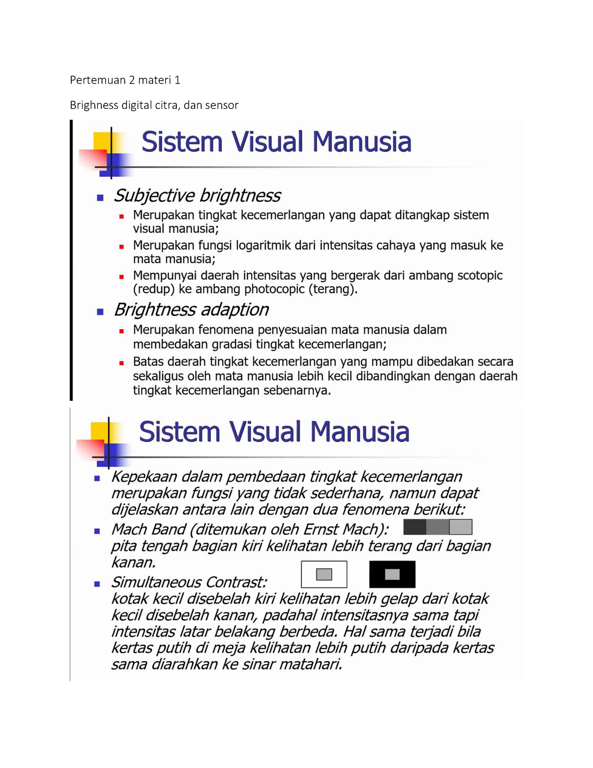 Summaries Notes Pengolahan Citra Digital - Pertemuan 2 Materi 1 ...