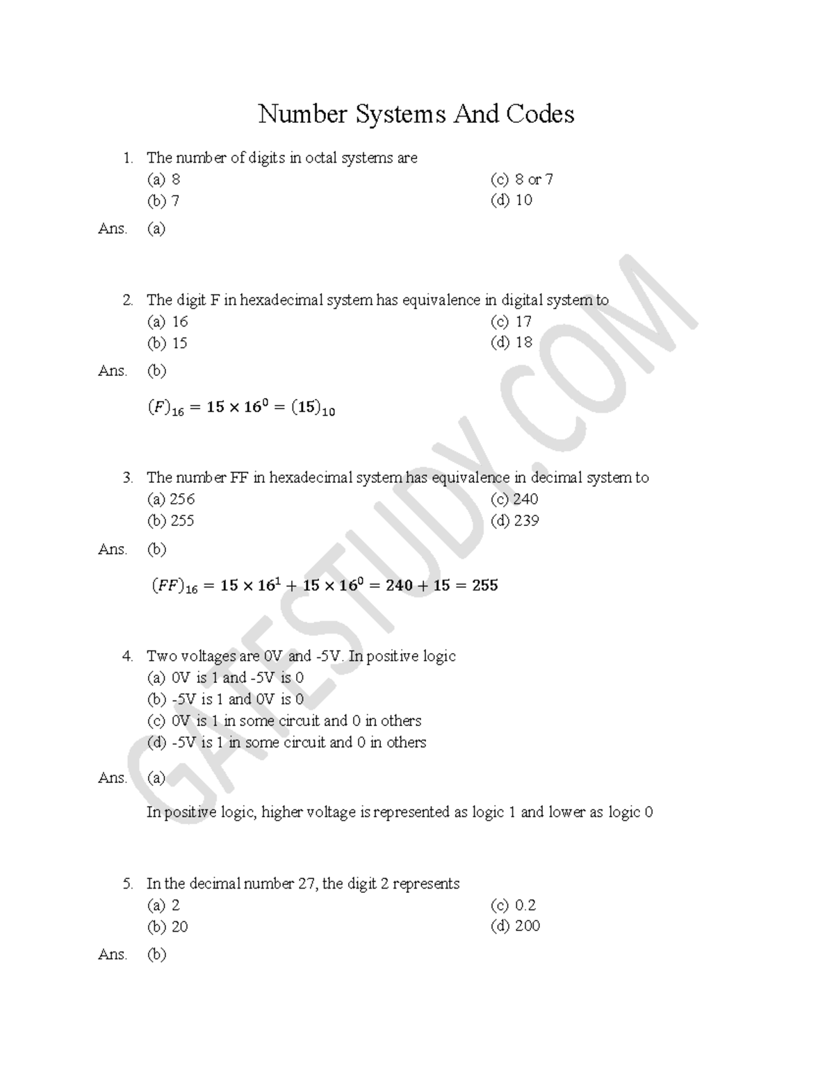 Digital Integrated Circuits MCQgrile Number Systems And Codes The