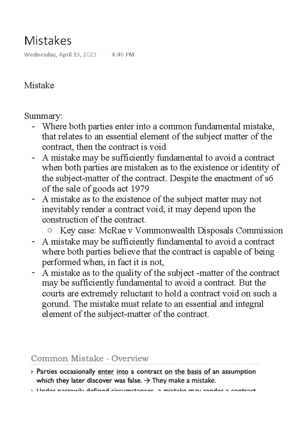 Mistakes - Lecture Notes With The Slides From The Lecture - Mistake ...