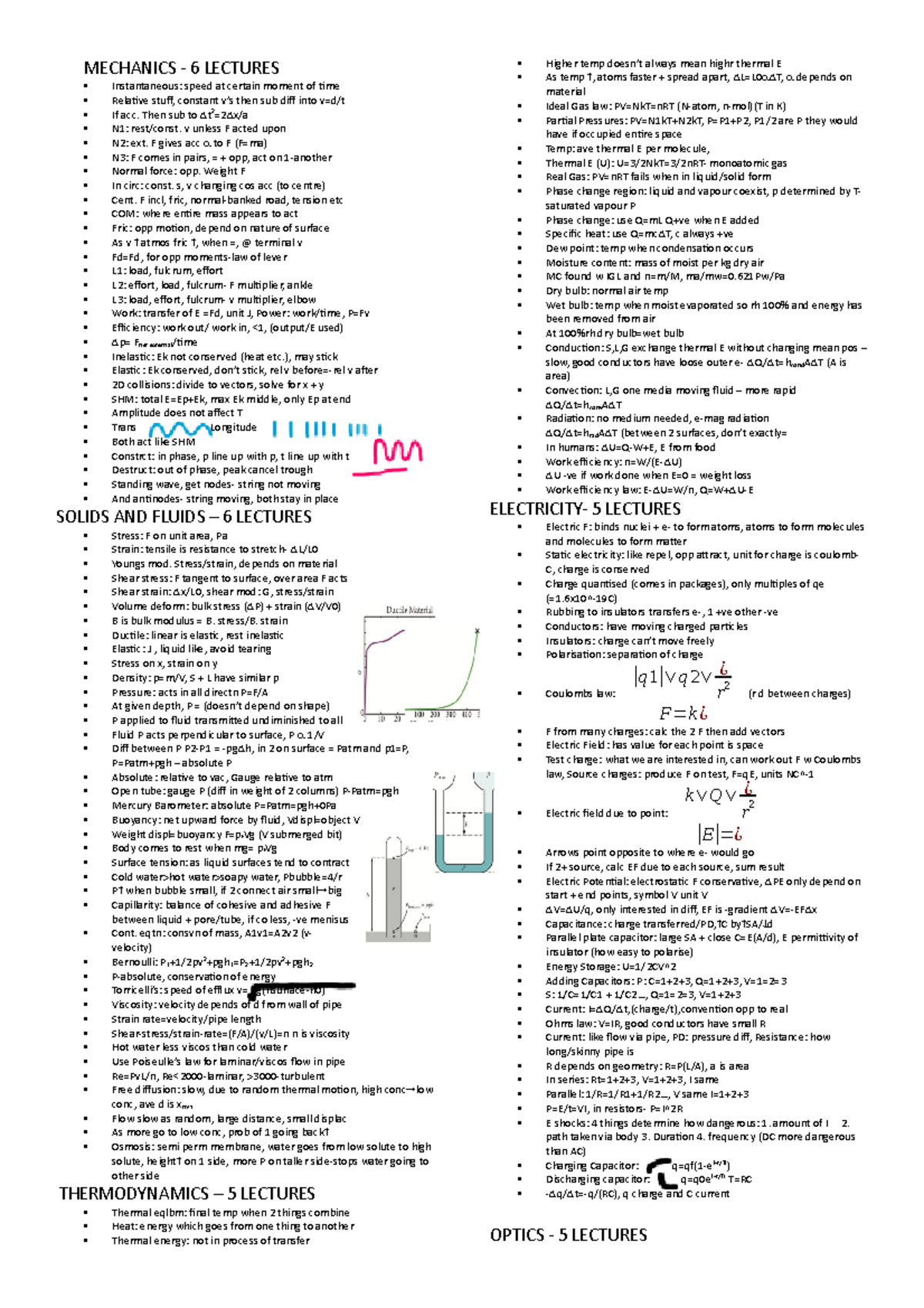Final Cheat Sheet - I got an A+ with this - MECHANICS - 6 LECTURES ...