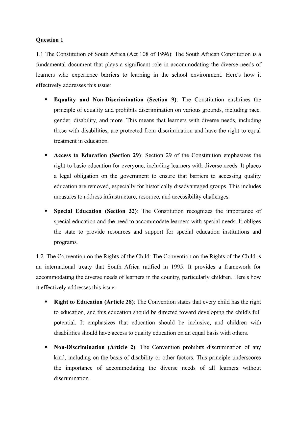 INC3701 Assignment 5 - Cvd - Question 1 1 The Constitution Of South ...