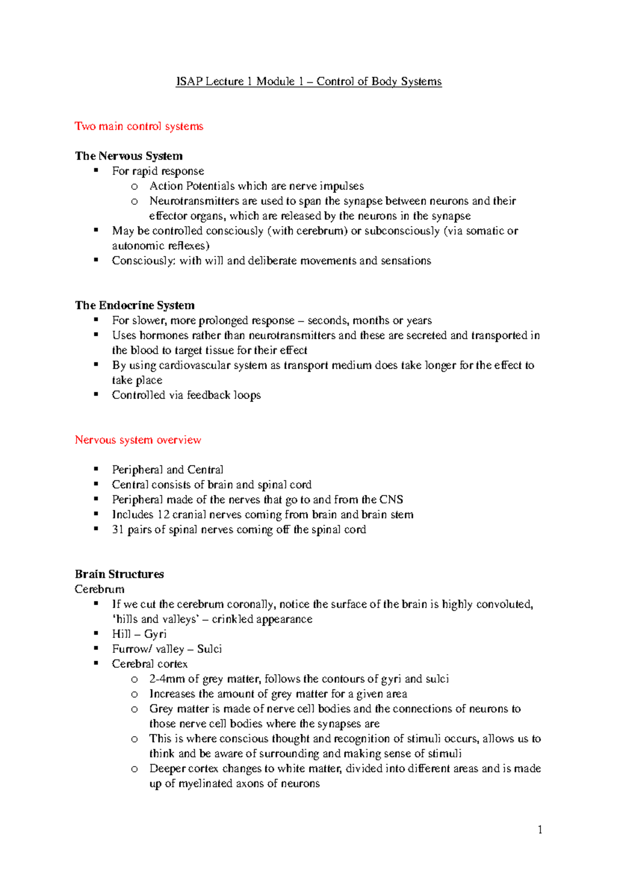 ISAP Module 1 - Lecture notes 1 - ISAP Lecture 1 Module 1 – Control of ...