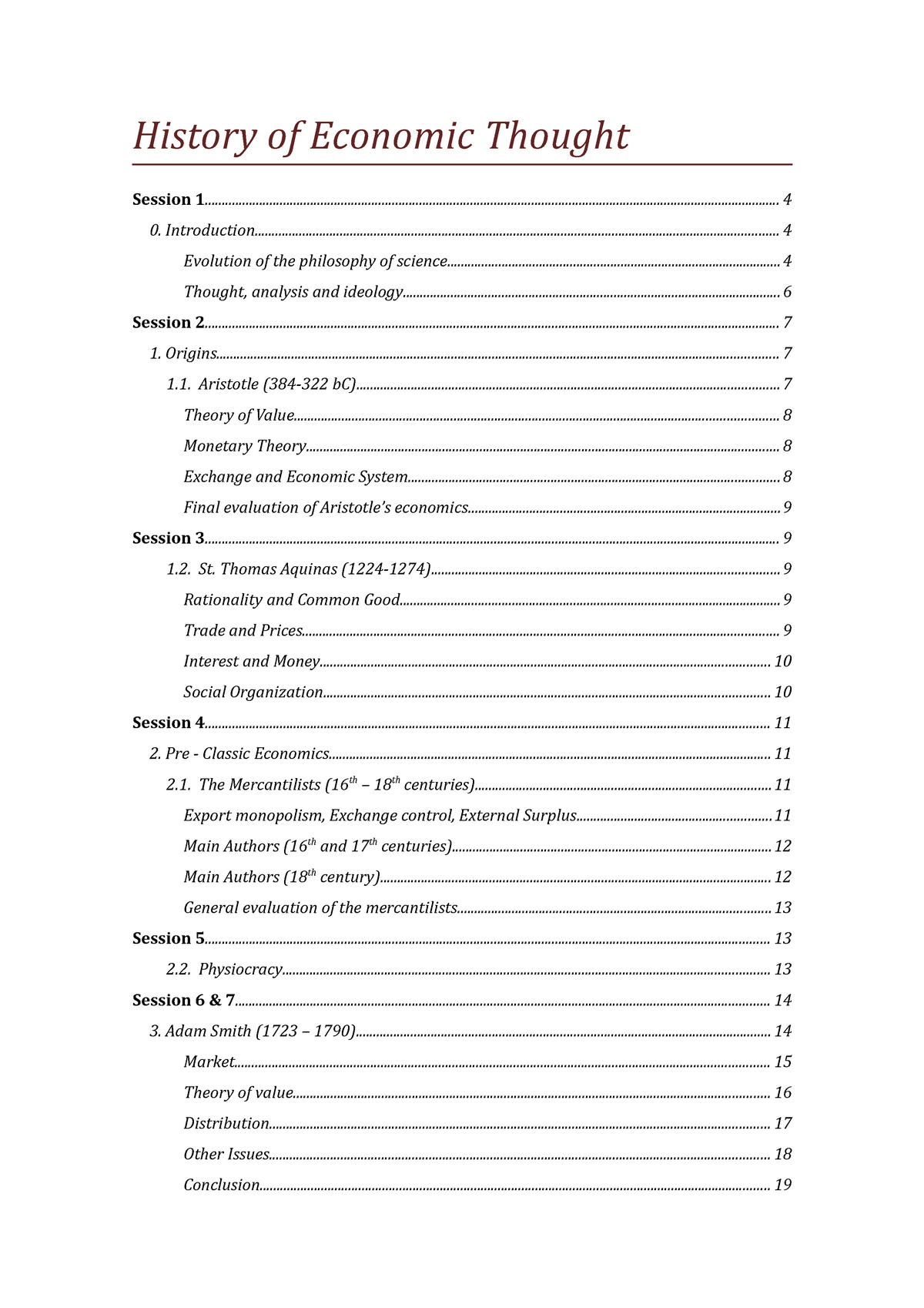 history of economic thought essay