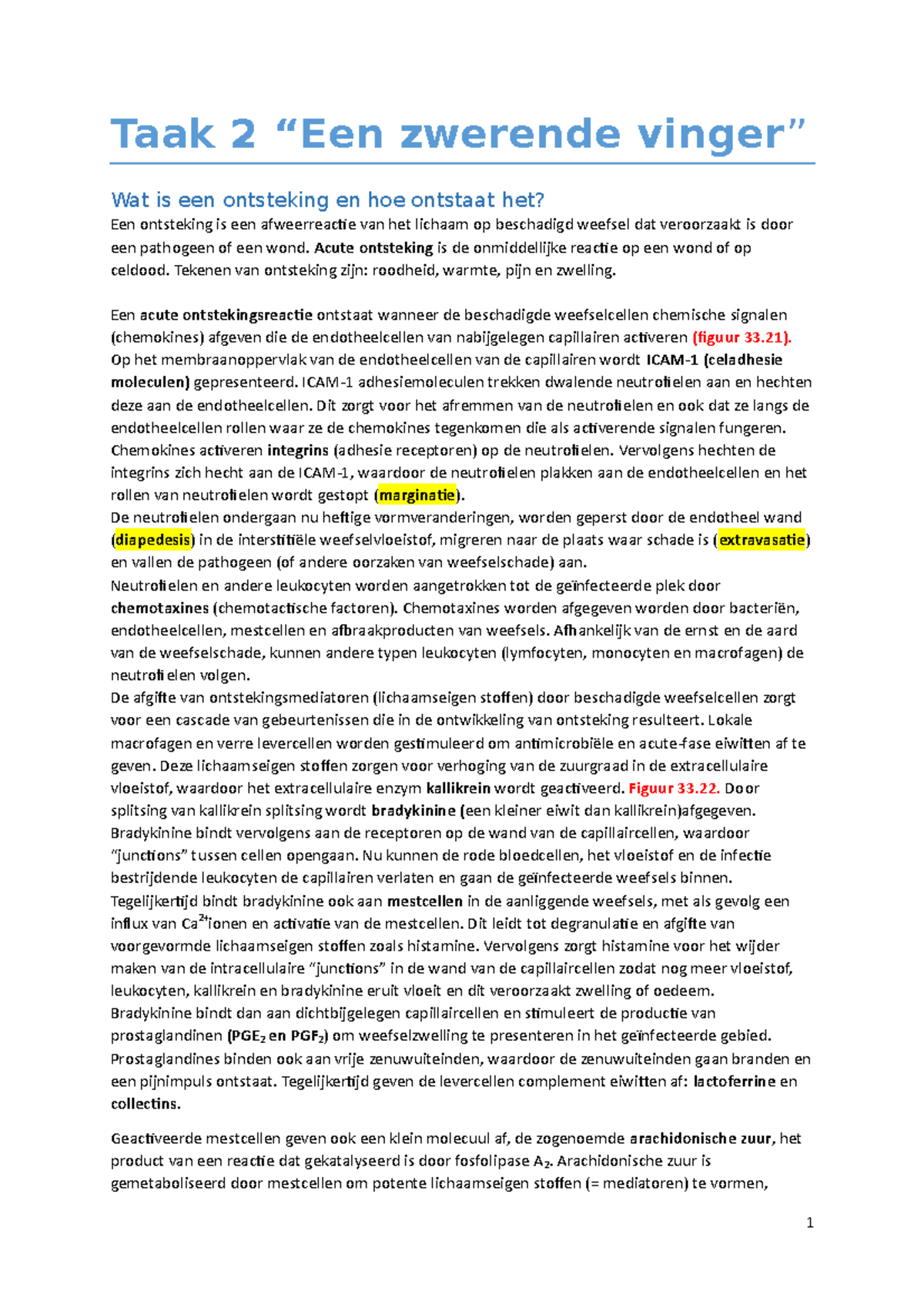 Werkgroep uitwerkingen Taak 2 zwerende vinger Taak 2 “Een zwerende vinger” Wat is een