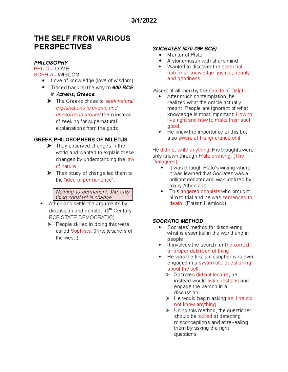 Understanding The Self NOtes Lesson 1 - THE SELF FROM VARIOUS ...