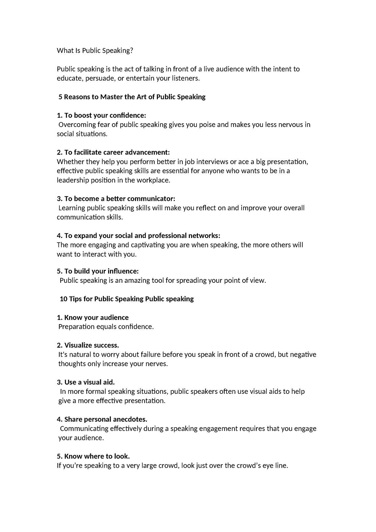 Handout - Summary BSED Social studies - What Is Public Speaking? Public ...