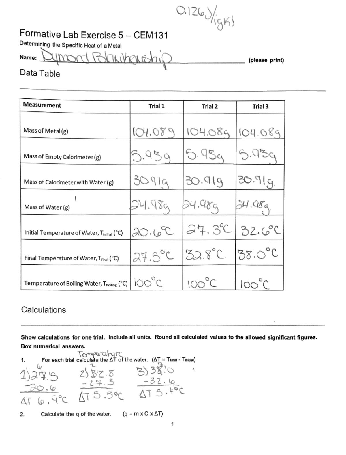 Formative Lab Exercise 5 - CEM-131 - Studocu
