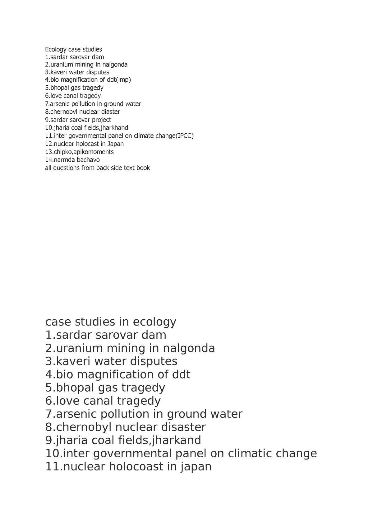 case study ecology