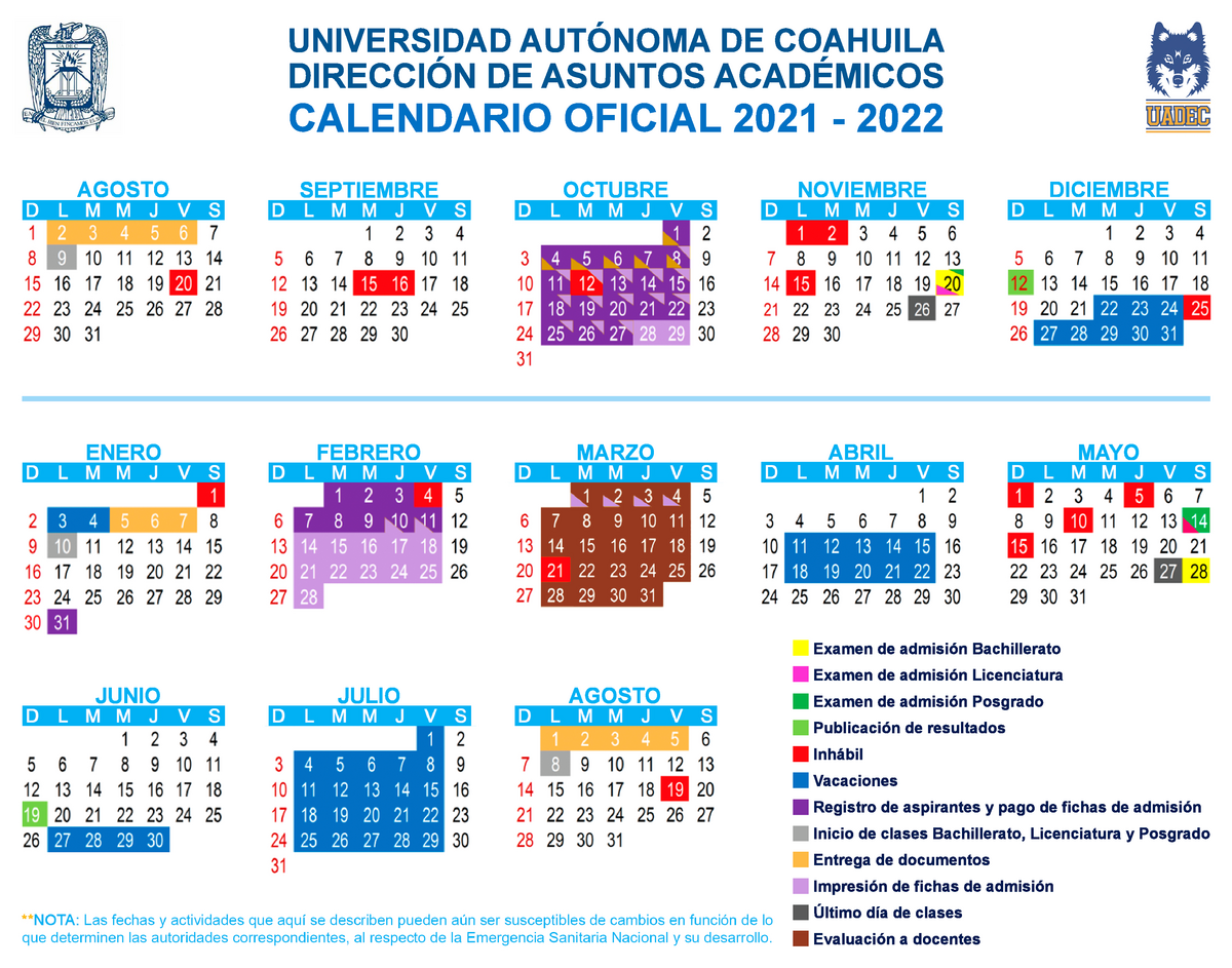 Calendario Escolar 2022 2023 Uadec Admisiones IMAGESEE