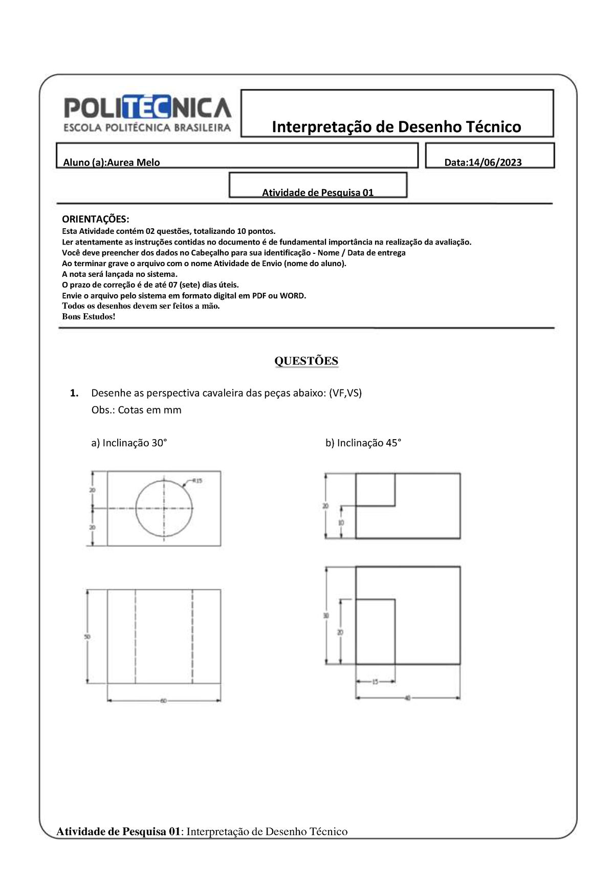 As funções de cada peça - 2ª Atividade - Baixar pdf de