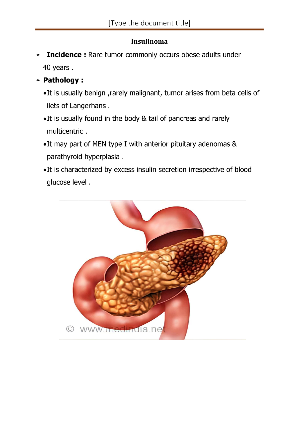 Insulinoma - GIT Surgery - [Type The Document Title] Insulinoma ...