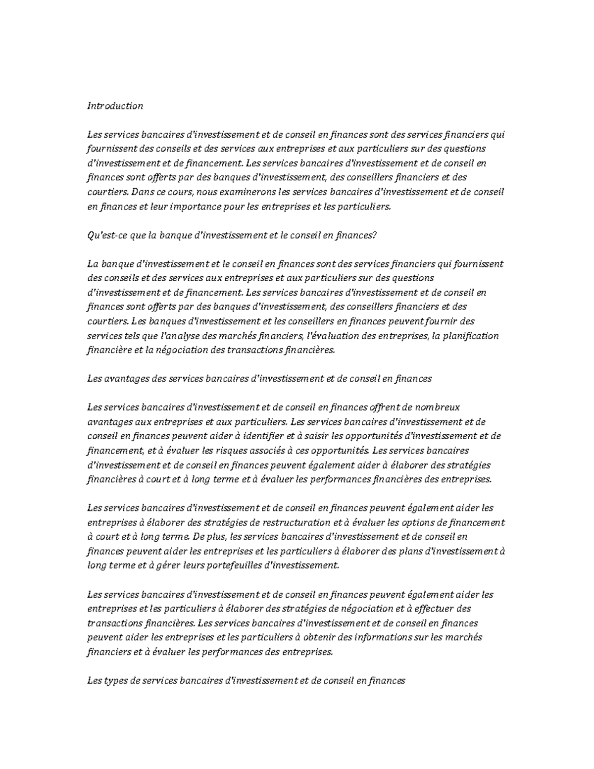 Investment Banking and Financial Advisory Services note study ...