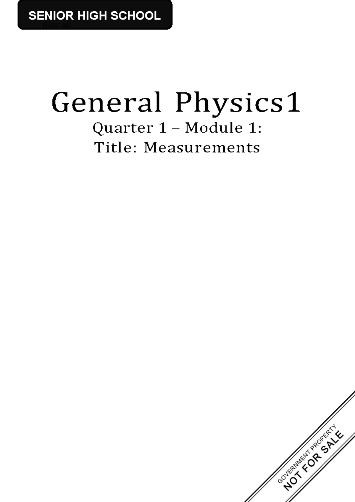 4 - science based module for measurements. - SENIOR HIGH SCHOOL [Type ...