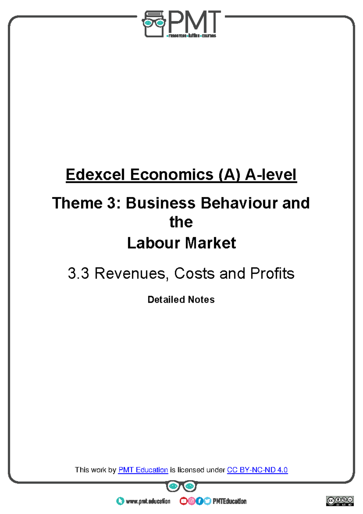 3.3. Revenues, Costs And Profits - Bit/pmt-edu-cc Bit/pmt-cc Edexcel ...