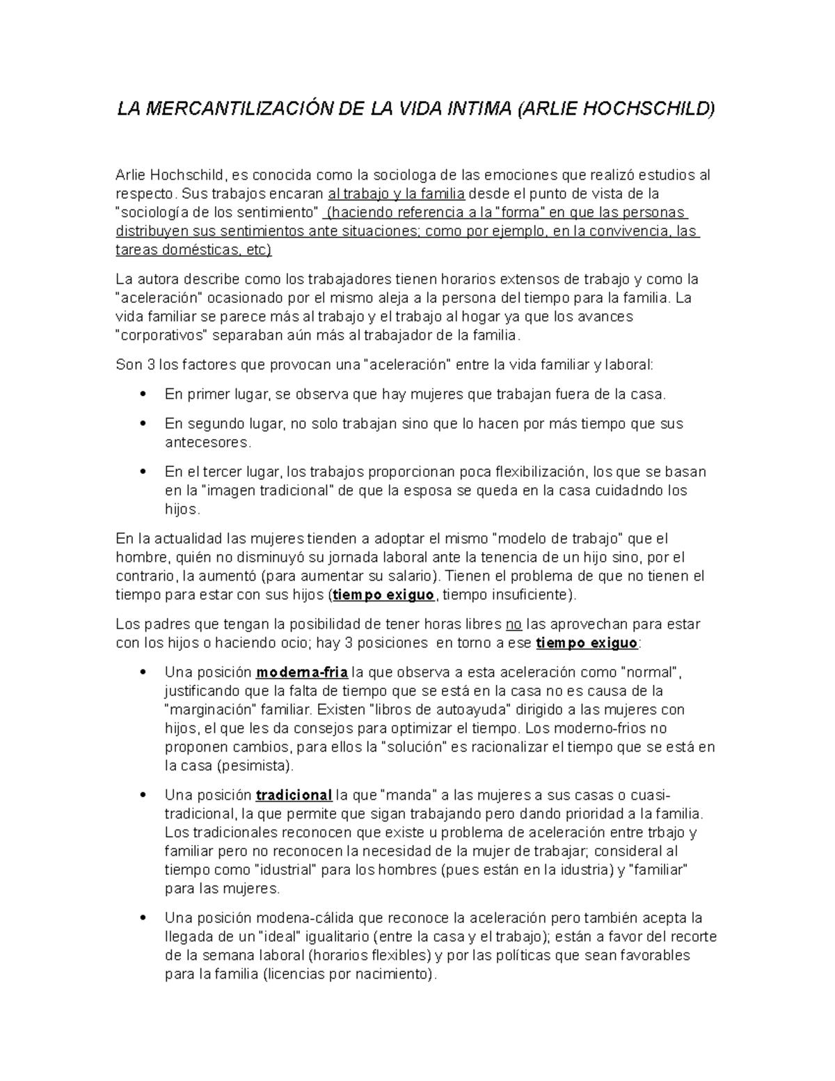 LA Mercantilización DE LA VIDA Intima - Hochschild - LA ...