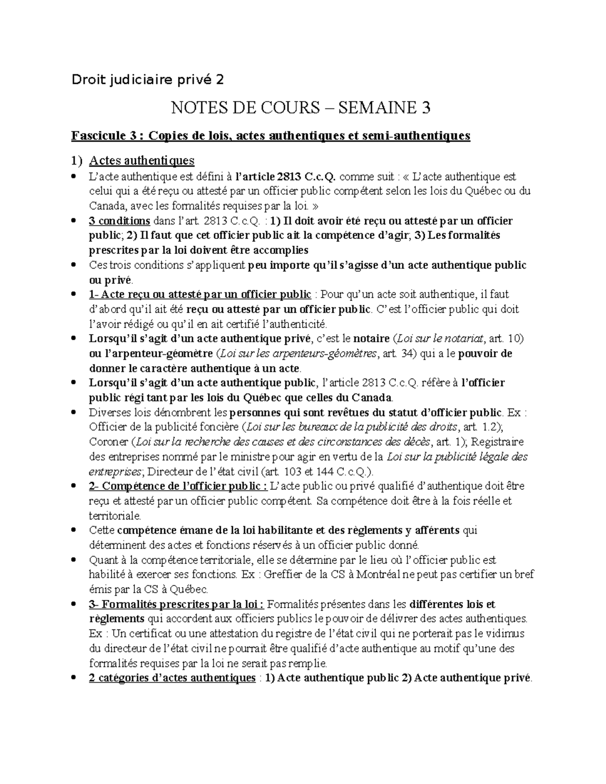 Notes de cours S3 - DRT 2232 - Hélène Maillette - Droit judiciaire ...