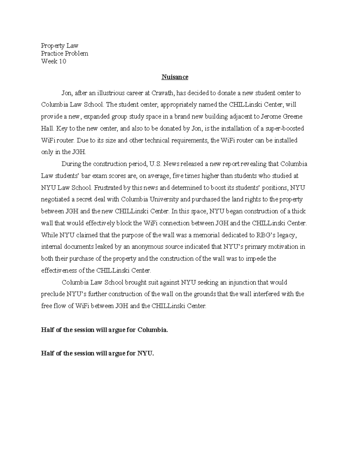 Pratice Problem Week 10 - Property Law Practice Problem Week 10 ...
