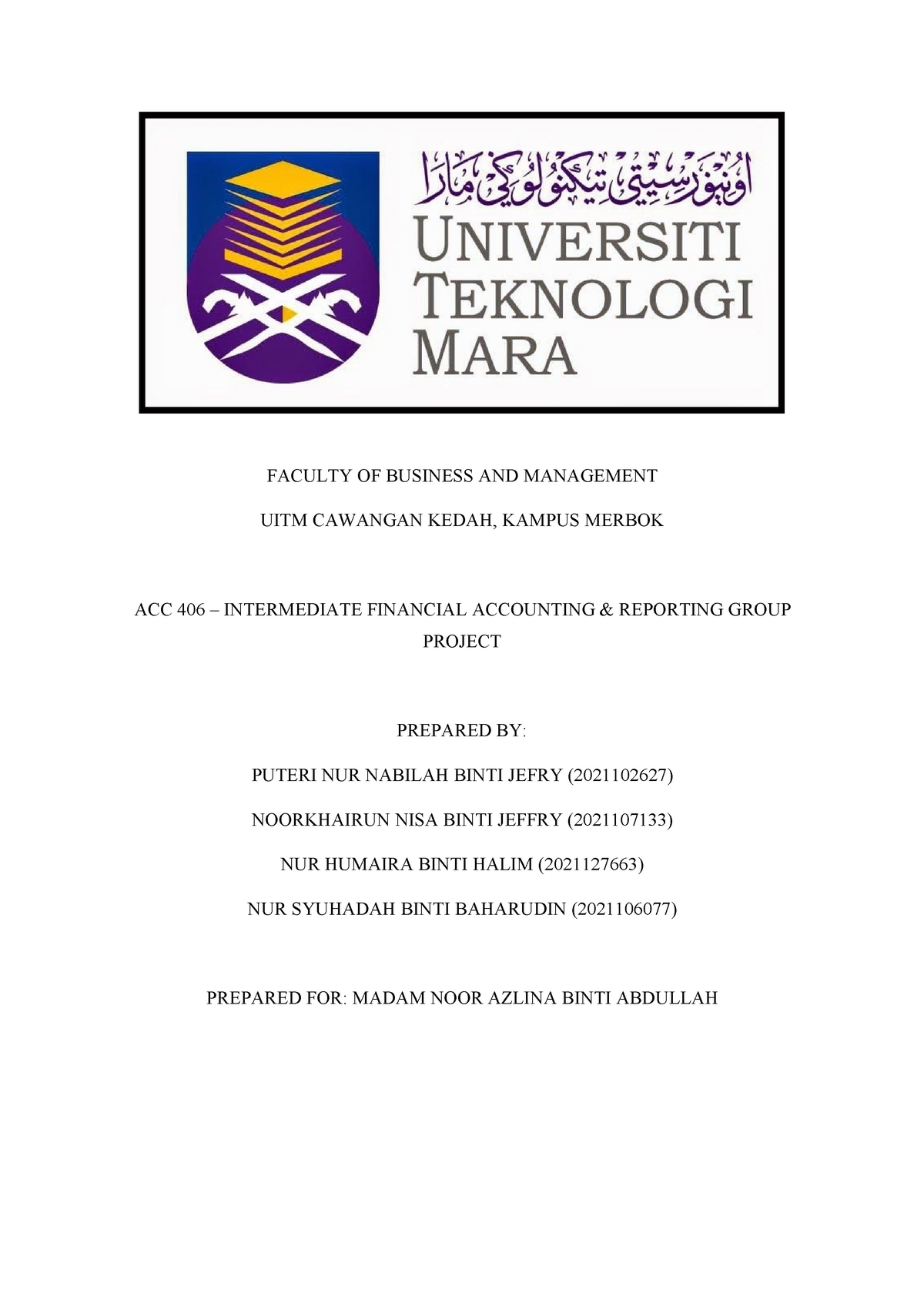 contoh assignment acc406 uitm