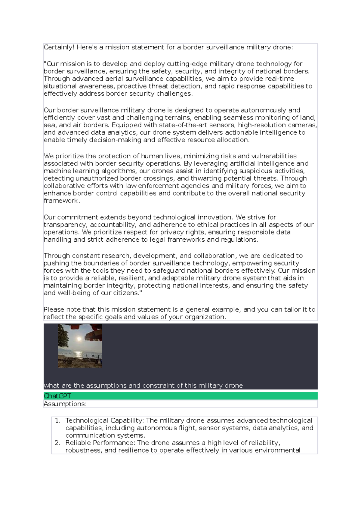 MILitary drone - Notes - Certainly! Here's a mission statement for a ...