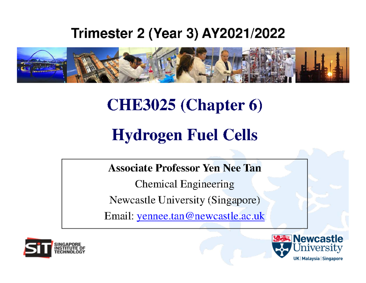 6. Hydrogen Fuel Cells Lecture notes 7 CHE3025 (Chapter 6) Hydrogen