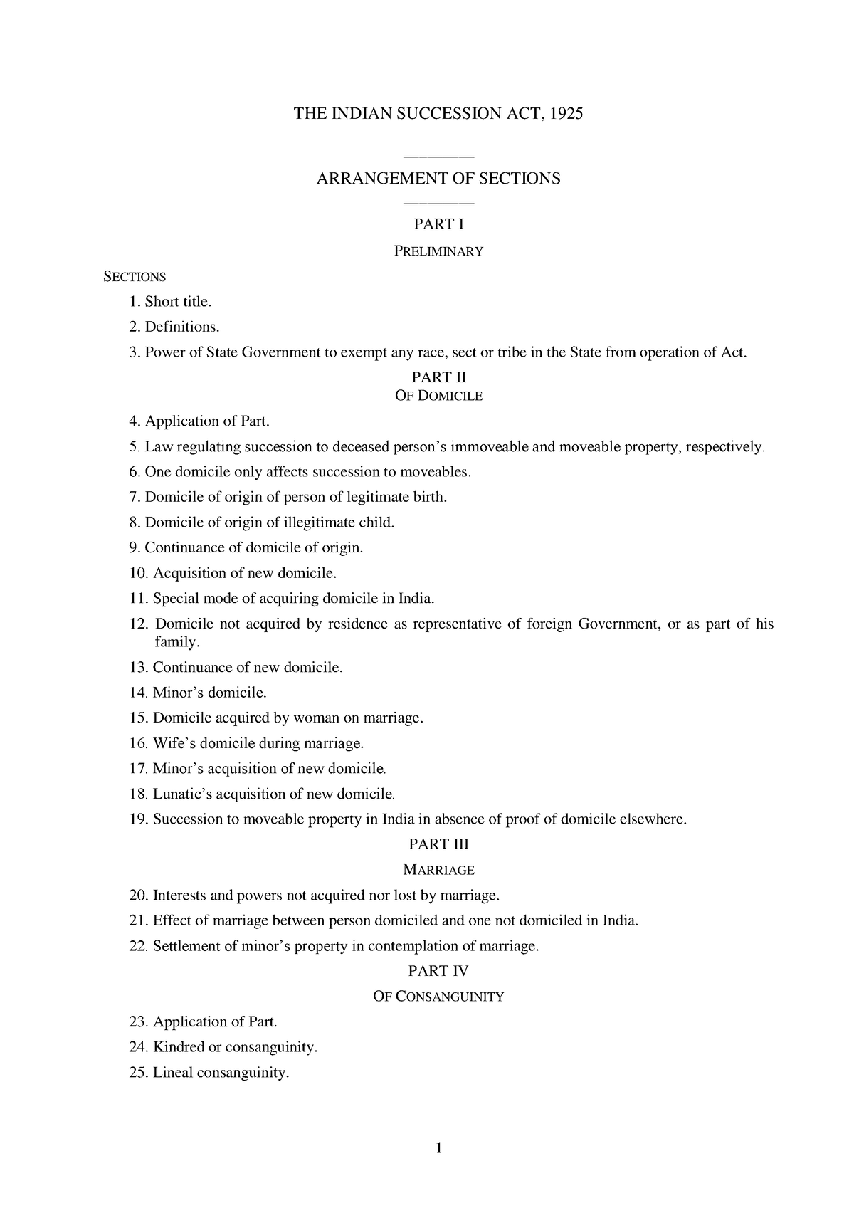 indian-succession-act-the-indian-succession-act-1925-arrangement-of-sections